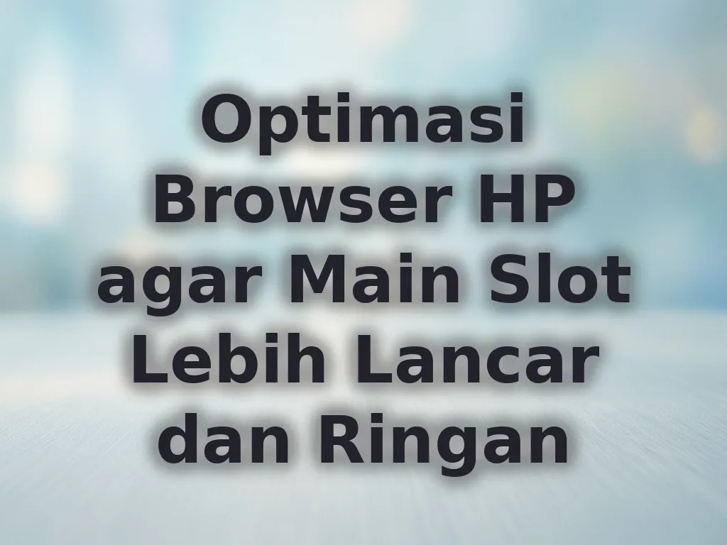 Optimasi Browser HP agar Main Slot Lebih Lancar dan Ringan
